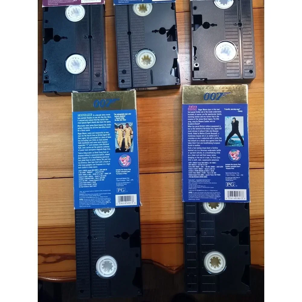 James Bond 007 Roger Moore (VHS) 1988 Lot Of 7 Live And Let Die Octopussy & More